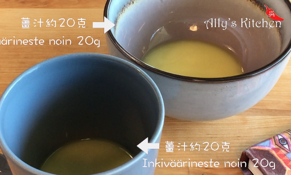 放入準備的小碗或杯中各20克