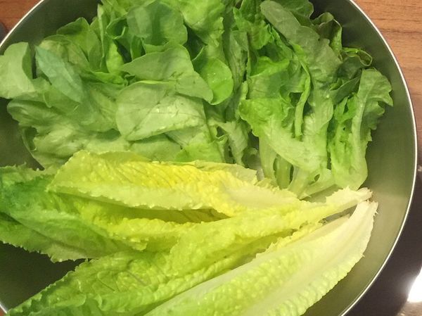 等待烤箱的時間將生菜清洗乾淨、晾乾、排盤。
