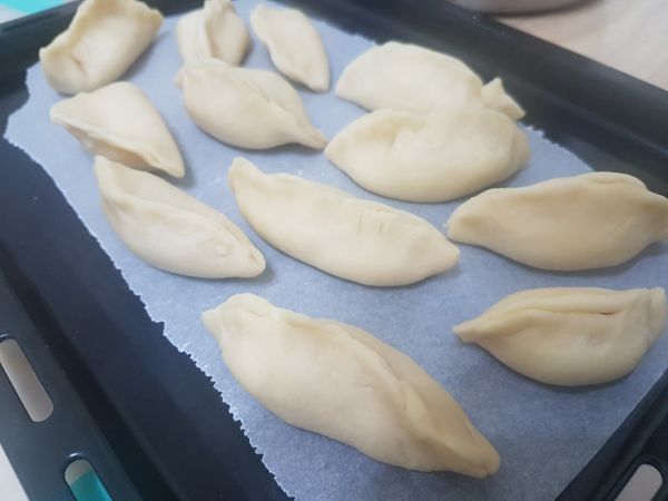 包好的皮如這樣，是水餃樣