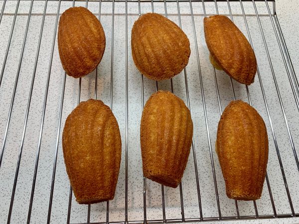 烤後取出後
要敲一敲烤模
（下方同要墊上布再敲以免傷到模具）
再倒入放置架待涼