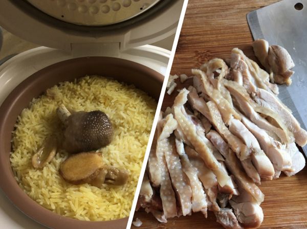 雞腿放涼切塊，大小隨喜，小小孩要吃的話切小丁也可⋯