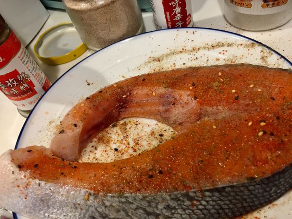 調味料一層一層抹上去