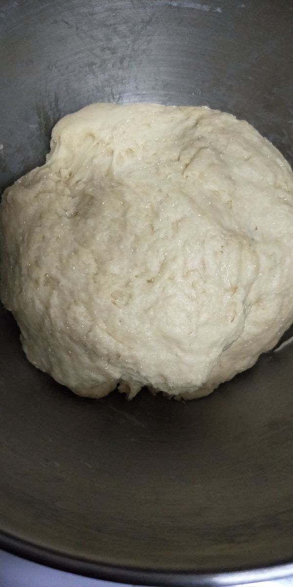 先將中種麵糰打成團，室溫發酵30分，進冰箱冷藏8小時 (我是晚上打好進冰箱，隔天起床就可以直接處理後續)