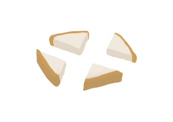 吐司沿著對角線切成三角形