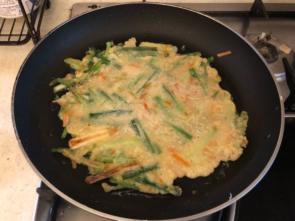 // 兩面煎至金黃色後即可起鍋 //

👉🏻蛋液可以選擇性在起鍋前加入
（我覺得薄餅較合適）