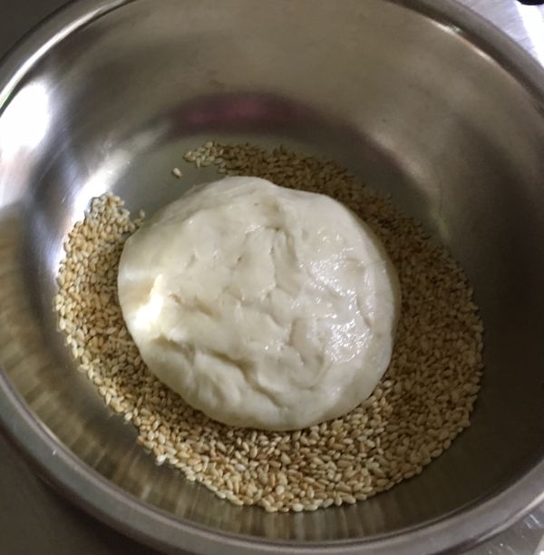 沾上厚厚的熟白芝麻