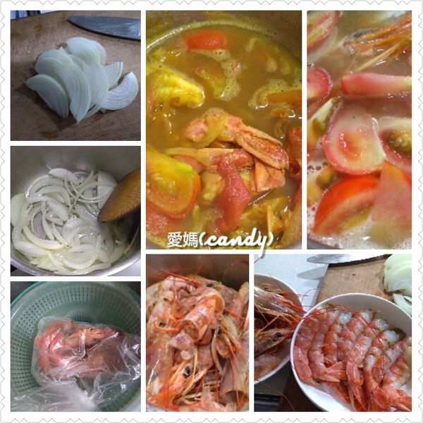 天使蝦水沖退冰去頭&amp;殼，蝦肉去沙腸，鍋子開中火，加入橄欖油，把洋蔥放進去爆香，再把蝦頭 &amp; 蝦殼都一起放進鍋子裡面炒，加水+蕃茄熬煮約5分後，將蝦殼撈除，加椰奶+海鹽即可，另一鍋煮麵條，同時完成，用大碗撈麵加入天使蝦湯，湯鮮味美的椰香蝦麵，開動囉！
