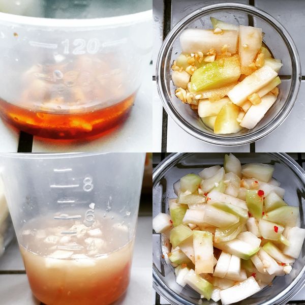 做法:
1_他大頭菜分二份加不同調味料
2_台式蒜味油醋醬（酸甜不辣滋味）
香油+蒜頭+糖+檸檬汁
2_泰式酸辣風味（給敢吃辣的家人）
魚露+生辣椒+蒜頭+糖+檸檬汁