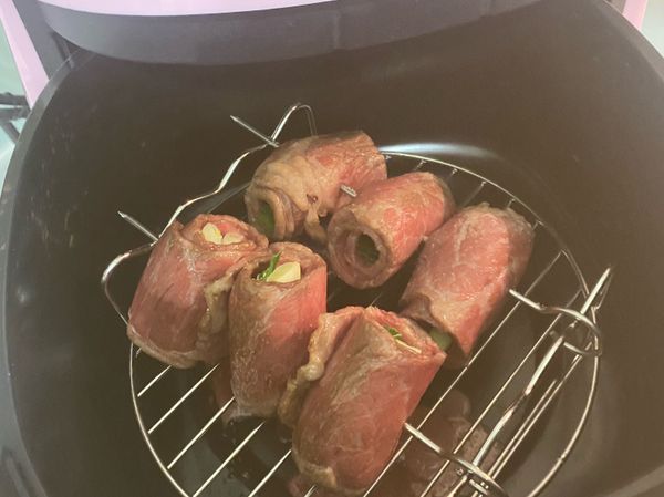 安晴氣炸鍋180度7分鐘，中間打開翻面