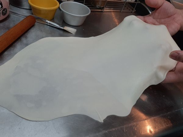 發酵後的麵皮可以有好的延展性，不會破