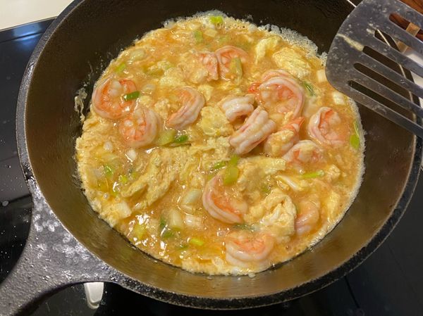 輕輕攪拌至7分熟就好