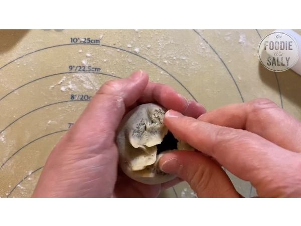 收口，收口面朝下