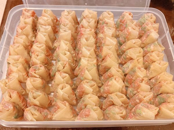 備料一次可以包40顆
一包千張皮可以包160顆