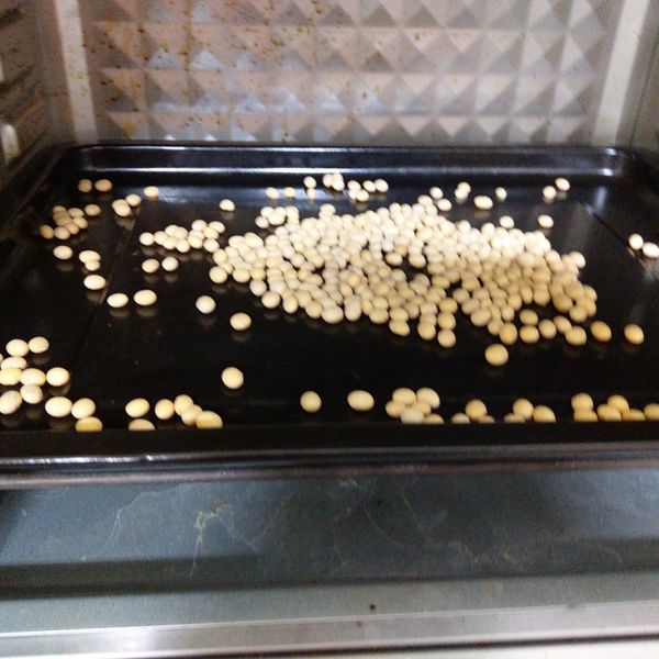 黃豆先用烤箱烘烤30分鐘.(上火120/下火120)