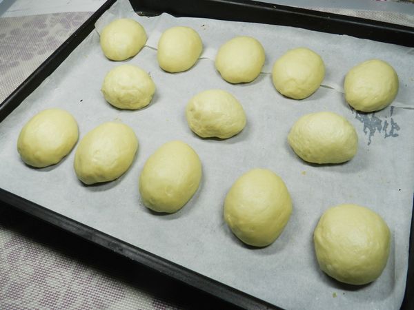 分60克一個，可以做13個麵包，整完型後等發酵約兩倍大