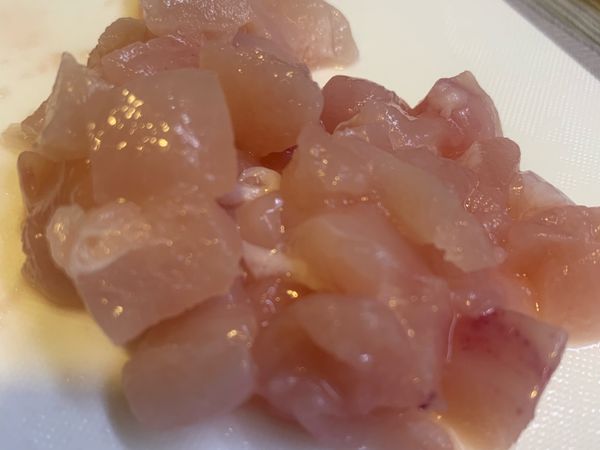雞胸肉切成小碎塊
