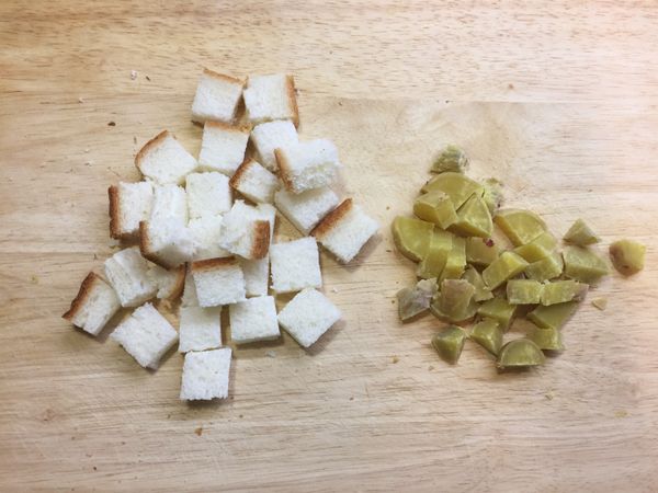 吐司切丁,地瓜切丁