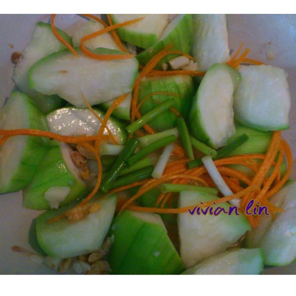 加入紅蘿蔔絲.蔥段.繼續小火悶煮