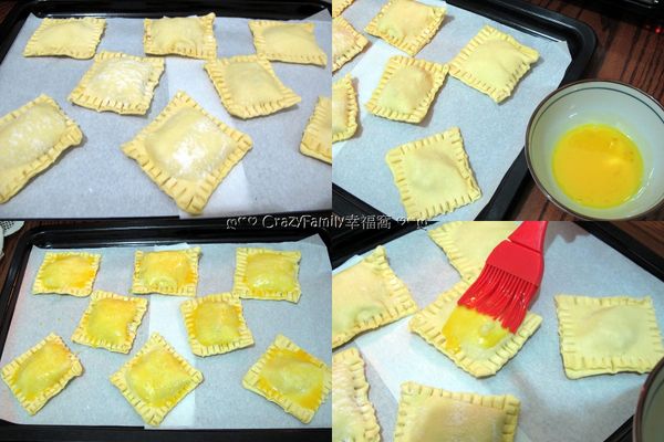 接著將蛋黃液塗抹在酥皮表面
