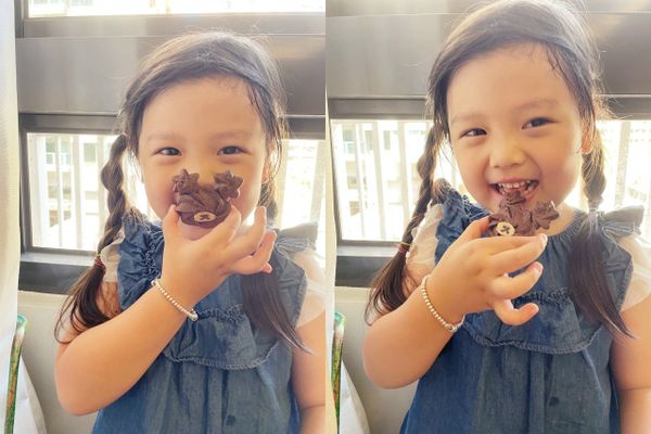 小孩超喜歡「小熊巧克力擠花餅乾」還捨不得吃呢（笑）