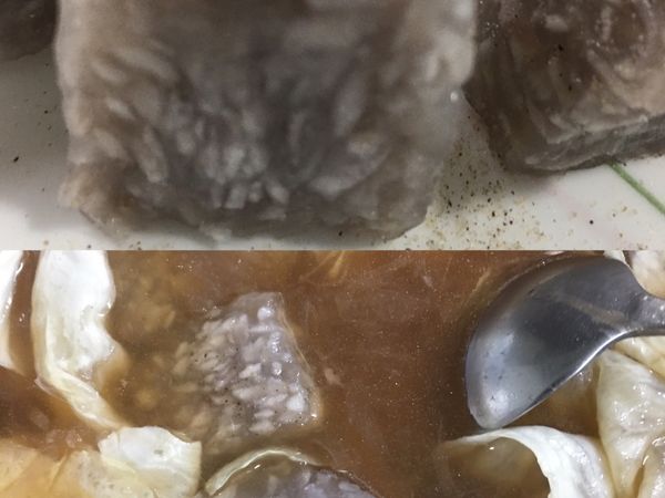 切成一口大小灑上一點椒鹽就好好吃了，加些高麗菜煮成湯的也好吃（我的湯是用牛肉高湯）