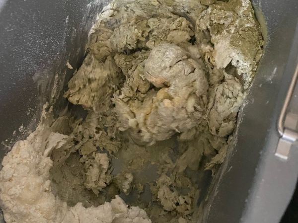 奶油先融化，將所有材料投入麵包機，攪拌成糰，並運用發酵按鍵，發酵30分鐘