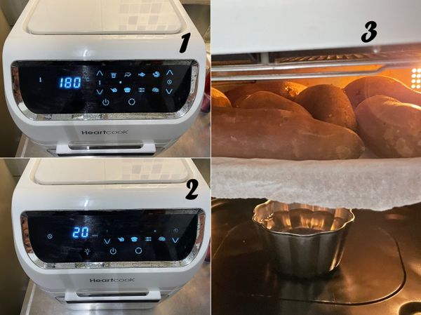 因為第一次氣炸地瓜🍠
1.溫度180度
2.時間20分鐘
3.20分鐘過後，用筷子插入還偏硬，所以再補上15分鐘