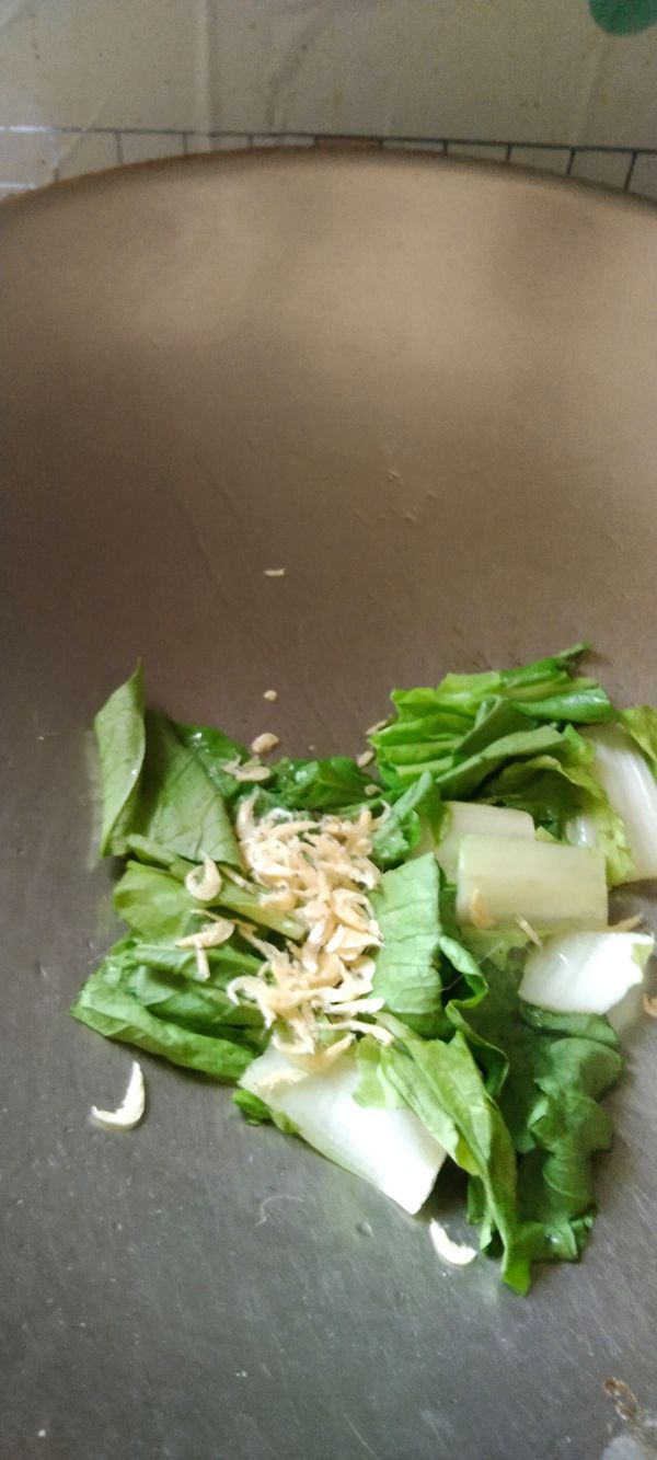 下菜,蝦皮,味精炒