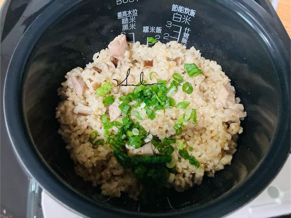 最後灑上切好的青蔥，拌一拌即完成。