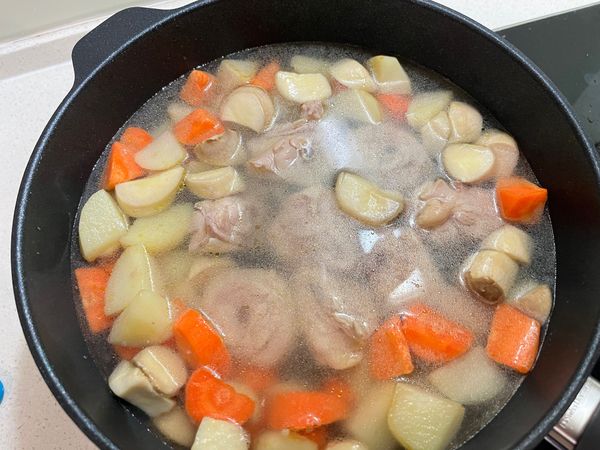 加入清水，淹過食材中火滾