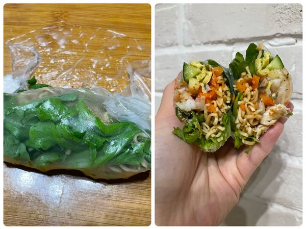 像包春捲一樣捲起，就完成了✅