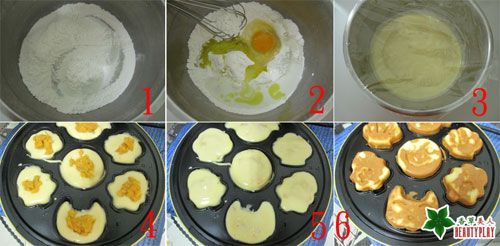 1.將材料1放入盆里混合過篩,  拌勻
2.加入材料2拌勻
3.麵糊蓋上保鮮膜醒置 30分鐘
4.鬆餅機預熱
5.用毛刷沾上橄欖油或無鹽奶油抹上舀入麵糊約 六分滿填入地瓜泥後
6.再填入麵糊蓋地瓜泥加熱即可,  取出放鐵架上