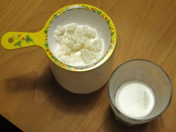 當看到優格成固狀時，即代表製作成功！請將優格倒入塑膠網或篩子過濾出克菲爾菌，優格需冷藏保存並於1星期內食用完畢，克菲爾菌可以繼續以上述的方法源源不斷的生產優格！