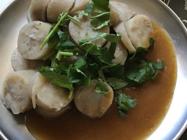 ❸淋適量味噌油膏，撒點香菜即可