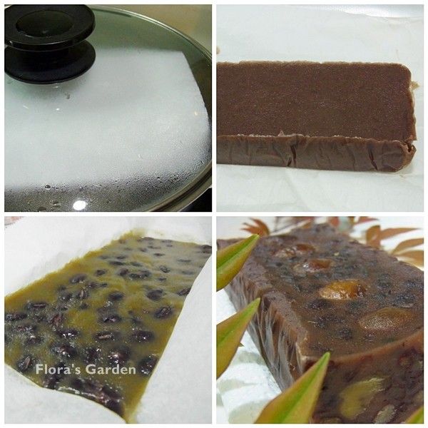 蓋一張廚房紙巾防水滲入，放滾水的鍋中蒸50分鐘。放涼取出可切片或包裝；除了紅豆沙口味還可以做成抹茶口味、紅豆泥或其他喜歡的口味。