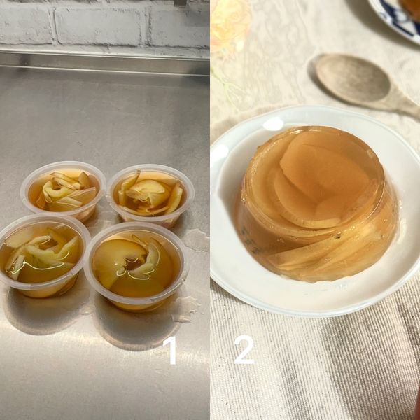 倒入蕎麥茶凍液，放涼後置冰箱冷藏 一晚即可。