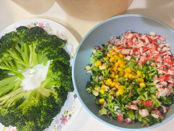 可略過
這是我另外一種口味（不是同一天做的）
玉米、花椰菜、蟹肉