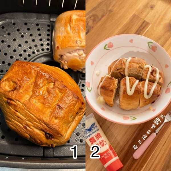 觀察與出爐：
在第 4 分鐘時拉開抽屜檢查，顏色呈現淺麥稈色（淡金黃色），且用夾子輕敲有「叩叩」的清脆聲，表示溫度控制得宜，可以立即或再氣炸1-2分鐘後出爐。
