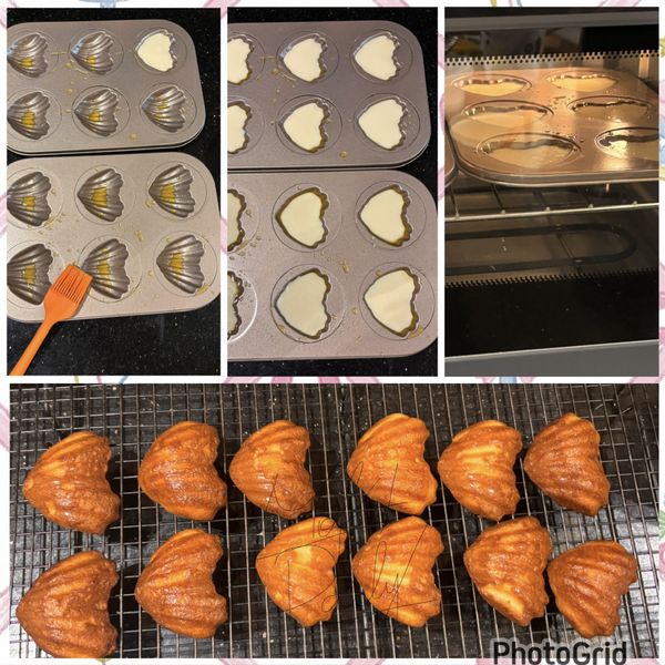 模具里倒入過篩好的麵糊，9分滿。

送入烤箱180度烤35分鐘。（按照自家烤箱脾氣調整）