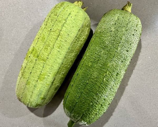 看到長者賣絲瓜，生意不好想幫買讓老人家早點回家休息。
絲瓜買外觀翠綠表面粗糙.......