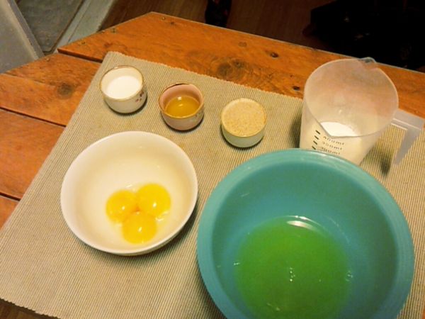 １。把材料準備好
（家裡的電子鍋是很陽春只有一個按鍵的迷你小鍋　所以把以上的材料縮少1/3）
２。先將電子鍋插上電源預熱