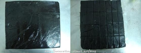 桿開切塊。(大約0.3cm厚，共切28塊)