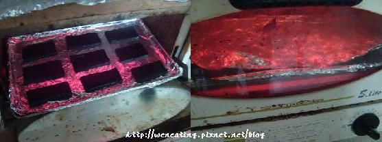 放入小烤箱烘烤，時間設定8分鐘。
(時間剩4分鐘時蓋鋁箔紙，
剩2分鐘的時候將整個烤盤轉180度)

小心餅乾很容易碎喔!