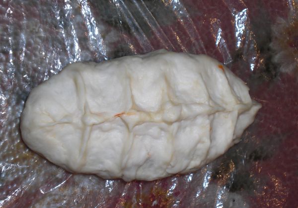 1.包子皮, 從尾端開始捏起, 把皮一摺一摺疊起,成柳葉形,最後將收口收緊
2.作好的包子放入蒸籠置30分醒發
3.最後用大火蒸15分即可