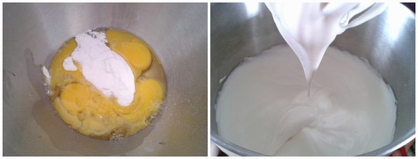 将材料A搅拌/打至松发，搁着备用