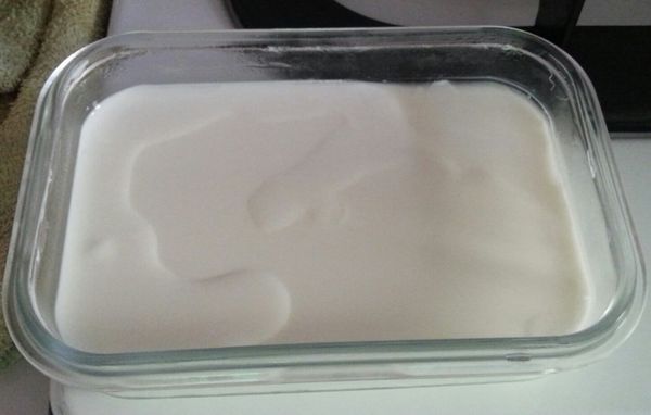 成功的優格表面光滑、成形，上面有一層乳白色水是乳清，這是正常的。若表面有龜裂，或奇怪味道就可能是失敗囉