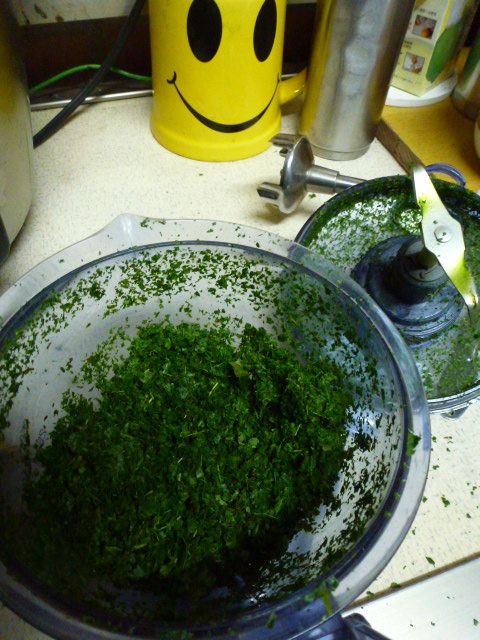 用攪拌機絞碎，備用。