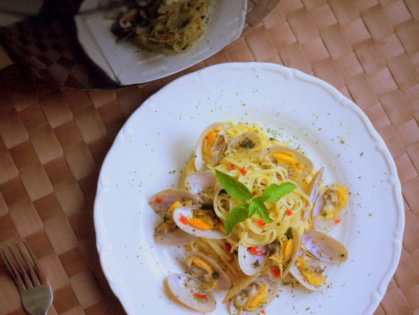 使用海瓜子做出的義大利麵，鮮美滋味更勝一般蛤蜊唷！