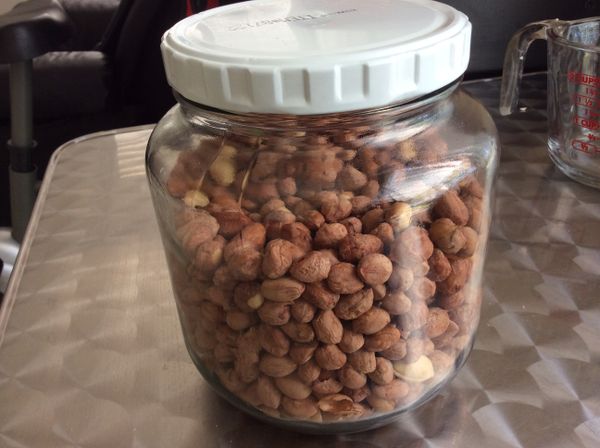 第一個配方用200°F烤8小時。第二個配方用230°F烤3小時。頭一個小時要翻動一下花生，以後只要搖動一下烤盤即可，確保花生都能平均的受熱，而不會疊在一起。若用第二個配方可將鹽量稍微減少些。冷卻後保存在瓶中，做為零食或下酒菜都不錯。