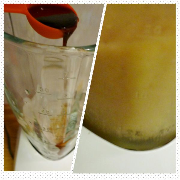 倒入冰塊、冷開水、梅子漿、蜂蜜、檸檬汁以果汁機攪拌至均勻冰砂狀